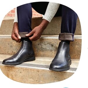 Men's Black Leather Cole Haan Zipper Boots